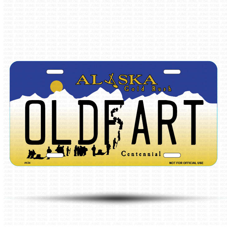 OLDFART Flat Aluminum License Plate | 6" x 12"Front View Name Plate
