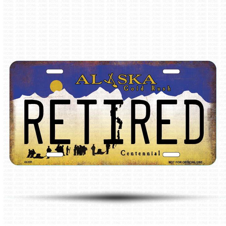 AK34 | RETIRED | ALASKA | AK | Flat Aluminum License Plate | 6" x 12" | State Plate