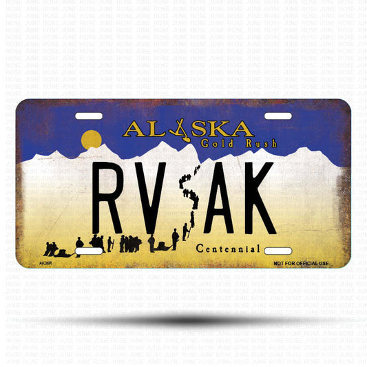 AK35 | RV AK | ALASKA | AK | Flat Aluminum License Plate | 6" x 12" | State Plate