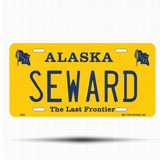 SEWARD Flat Aluminum License Plate | 6" x 12" | State Plate Front View Name Plate