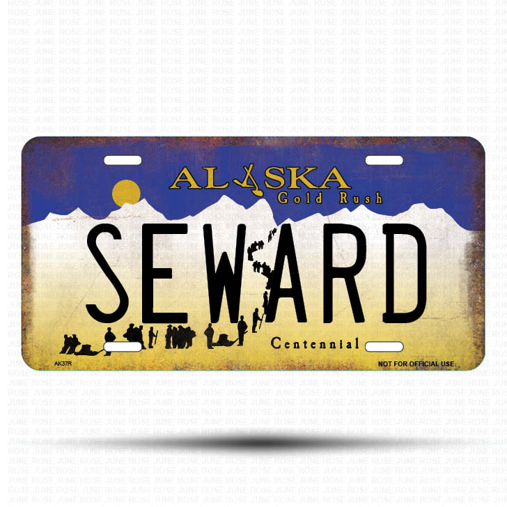 AK36 | SEWARD | ALASKA | AK | Flat Aluminum License Plate | 6" x 12" | State Plate