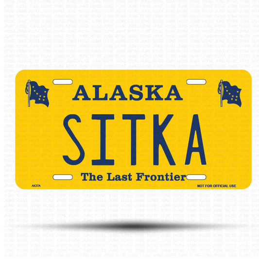 SITKA Flat Aluminum License Plate | 6" x 12" | State Plate Front View Name Plate