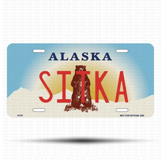 SITKA Flat Aluminum License Plate | 6" x 12" | State Plate Front View Name Plate