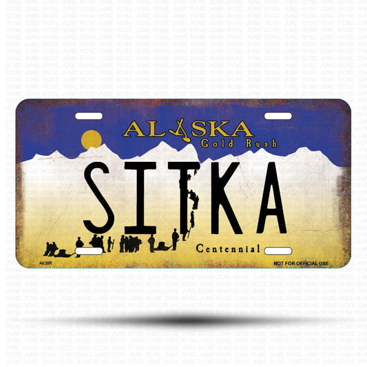 AK37 | SITKA | ALASKA | AK | Flat Aluminum License Plate | 6" x 12" | State Plate