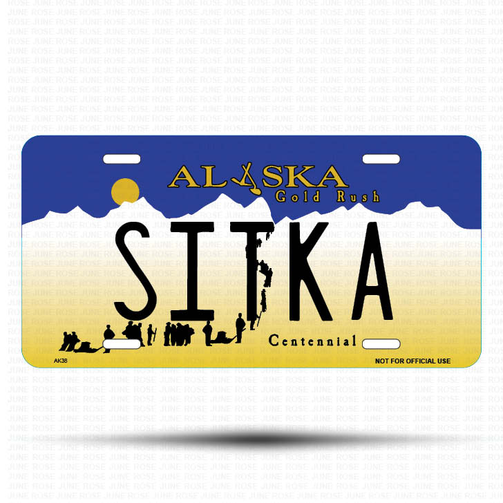 SITKA Flat Aluminum License Plate | 6" x 12"Front View Name Plate
