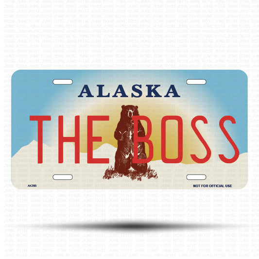 THE BOSS Flat Aluminum License Plate | 6" x 12" | State Plate Front View Name Plate