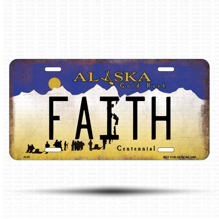 AK03 | FAITH | ALASKA | AK | Flat Aluminum License Plate | 6" x 12" | State Plate