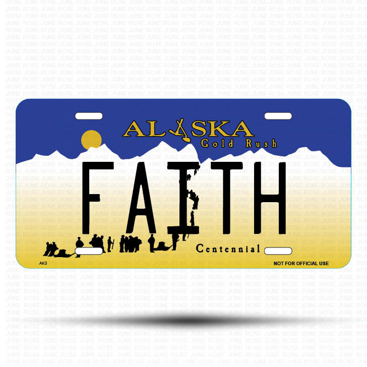 FAITH Flat Aluminum License Plate | 6" x 12"Front View Name Plate