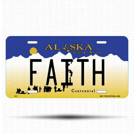 FAITH Flat Aluminum License Plate | 6" x 12"Front View Name Plate