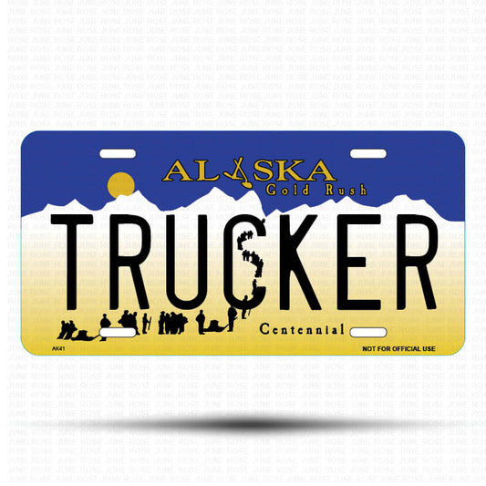 TRUCKER Flat Aluminum License Plate | 6" x 12"Front View Name Plate