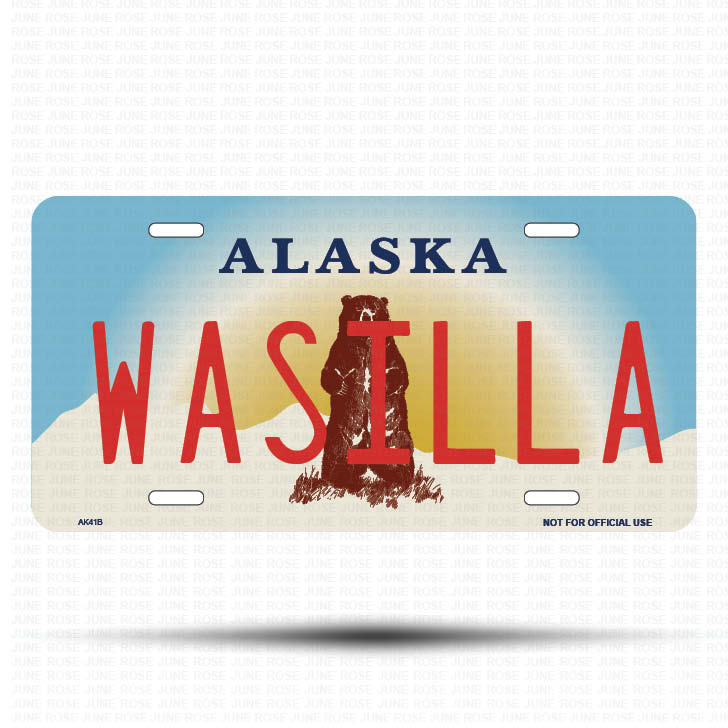 WASILLA Flat Aluminum License Plate | 6" x 12" | State Plate Front View Name Plate