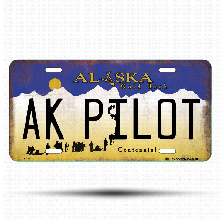 AK05 | AK PILOT | ALASKA | AK | Flat Aluminum License Plate | 6" x 12" | State Plate