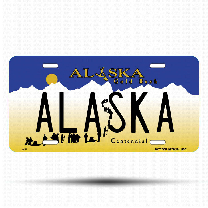 ALASKA Flat Aluminum License Plate | 6" x 12"Front View Name Plate