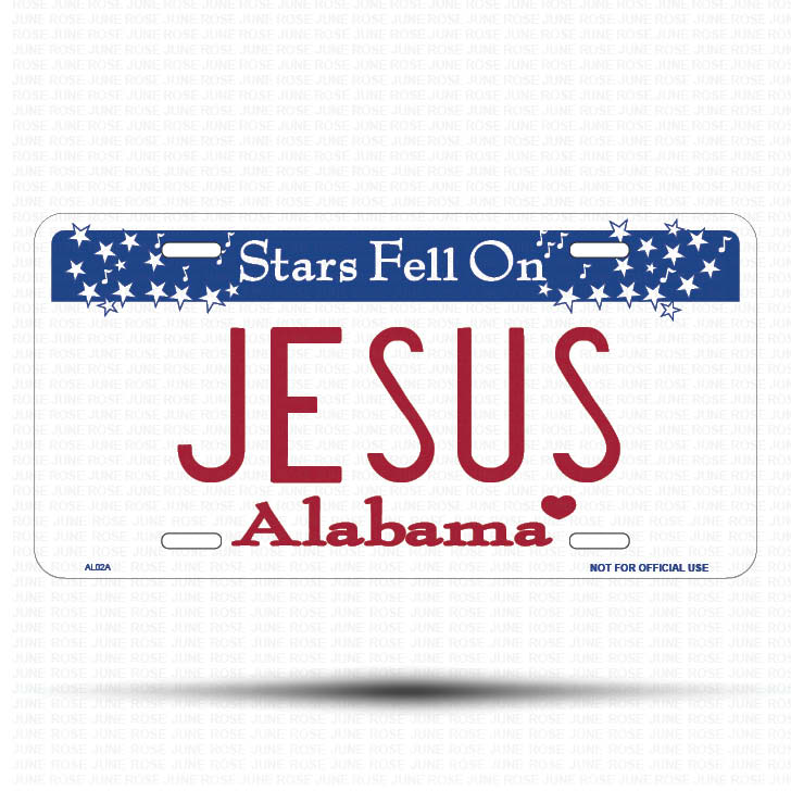 JESUS Flat Aluminum License Plate | 6" x 12" | State Plate Front View Name Plate Alabama State Plate