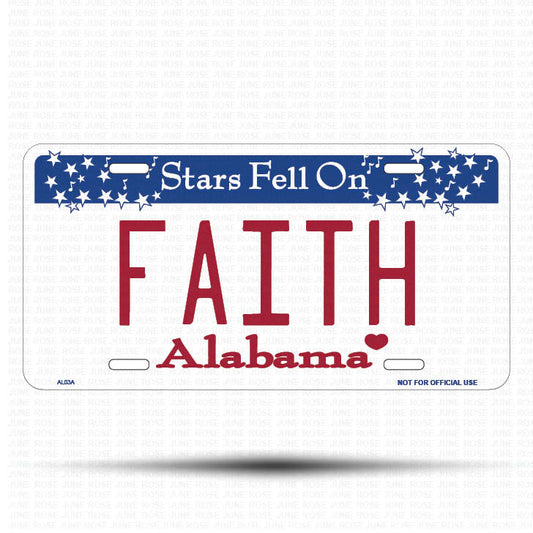 FAITH Flat Aluminum License Plate | 6" x 12" | State Plate Front View Name Plate Alabama State Plate