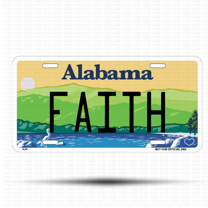 FAITH Flat Aluminum License Plate | 6" x 12" | State Plate ALABAMA
