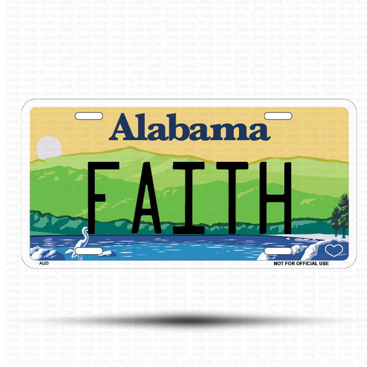 FAITH Flat Aluminum License Plate | 6" x 12" | State Plate ALABAMA