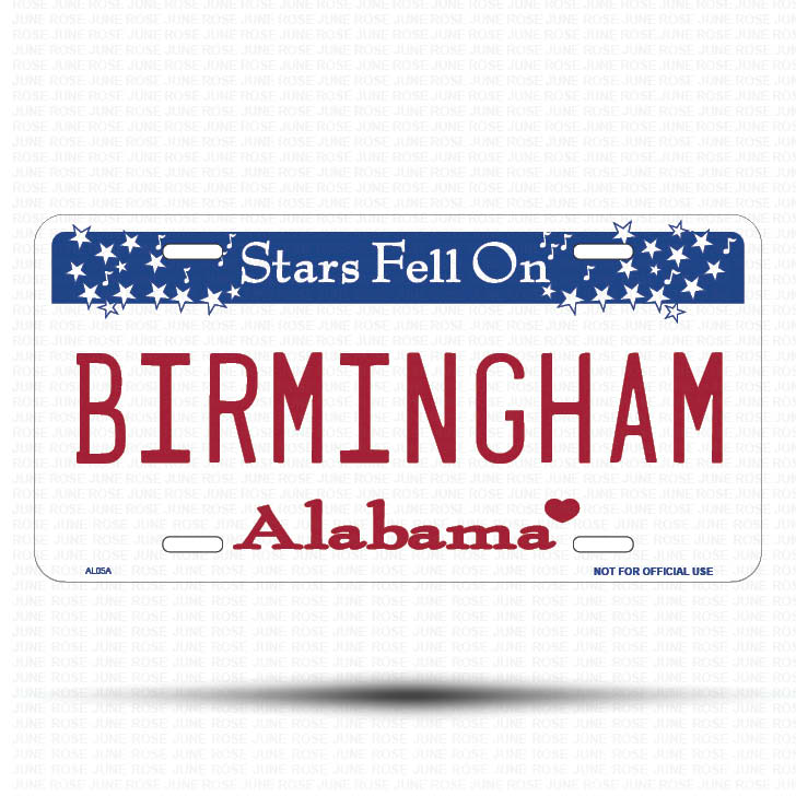 BIRMINGHAM Flat Aluminum License Plate | 6" x 12" | State Plate Front View Name Plate Alabama State Plate