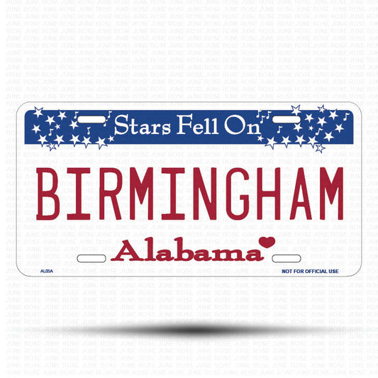 BIRMINGHAM Flat Aluminum License Plate | 6" x 12" | State Plate Front View Name Plate Alabama State Plate