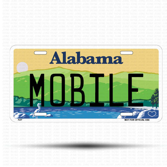 MOBILE Flat Aluminum License Plate | 6" x 12" | State Plate ALABAMA