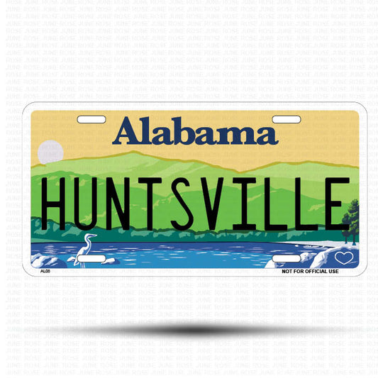 HUNTSVILLE Flat Aluminum License Plate | 6" x 12" | State Plate ALABAMA