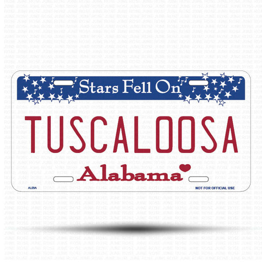 TUSCALOOSA Flat Aluminum License Plate | 6" x 12" | State Plate Front View Name Plate Alabama State Plate