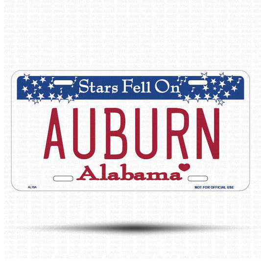AUBURN Flat Aluminum License Plate | 6" x 12" | State Plate Front View Name Plate Alabama State Plate