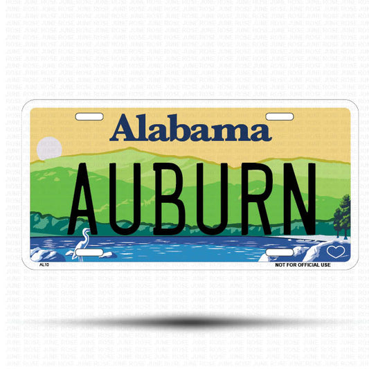 AUBURN Flat Aluminum License Plate | 6" x 12" | State Plate ALABAMA