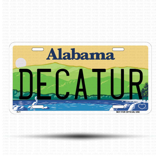 DECATUR Flat Aluminum License Plate | 6" x 12" | State Plate ALABAMA