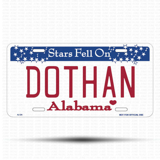 DOTHAN Flat Aluminum License Plate | 6" x 12" | State Plate Front View Name Plate Alabama State Plate