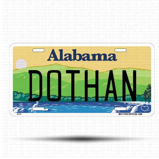 DOTHAN Flat Aluminum License Plate | 6" x 12" | State Plate ALABAMA