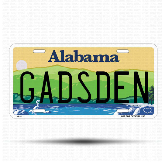 GADSDEN Flat Aluminum License Plate | 6" x 12" | State Plate ALABAMA