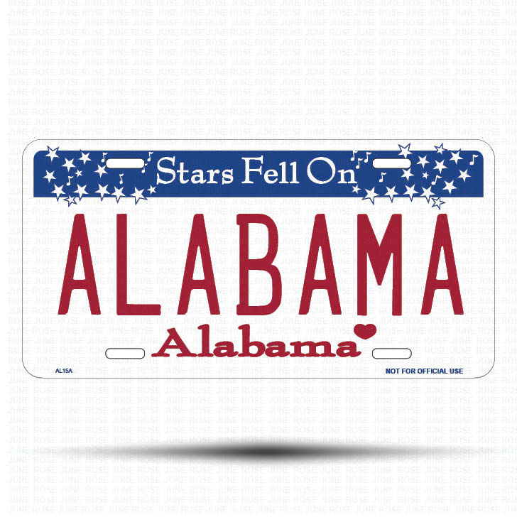 ALABAMA Flat Aluminum License Plate | 6" x 12" | State Plate Front View Name Plate Alabama State Plate