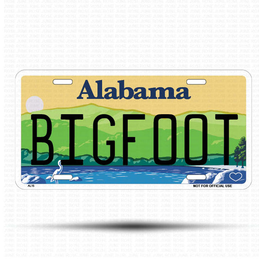 BIGFOOT Flat Aluminum License Plate | 6" x 12" | State Plate ALABAMA