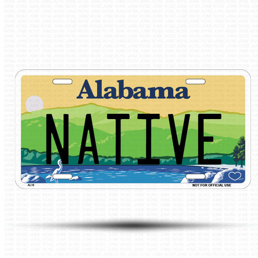 NATIVE Flat Aluminum License Plate | 6" x 12" | State Plate ALABAMA