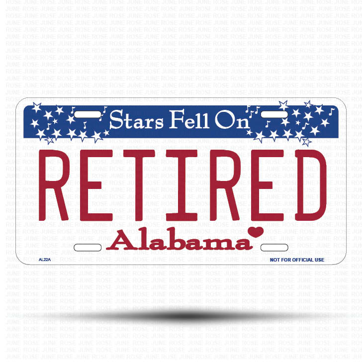 RETIRED Flat Aluminum License Plate | 6" x 12" | State Plate Front View Name Plate Alabama State Plate