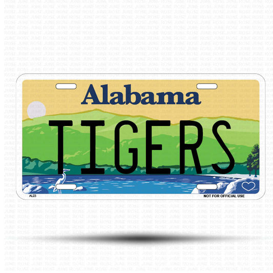 TIGERS Flat Aluminum License Plate | 6" x 12" | State Plate ALABAMA