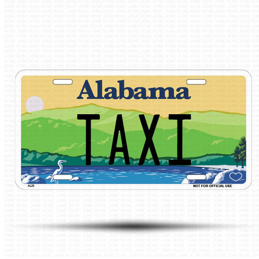 TAXI Flat Aluminum License Plate | 6" x 12" | State Plate ALABAMA
