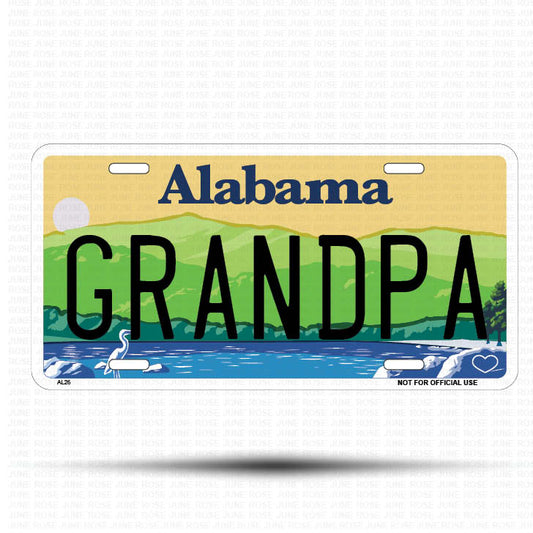 GRANDPA Flat Aluminum License Plate | 6" x 12" | State Plate ALABAMA