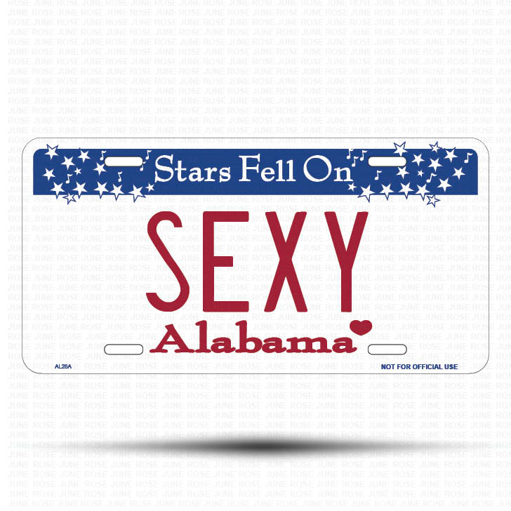 SEXY Flat Aluminum License Plate | 6" x 12" | State Plate Front View Name Plate Alabama State Plate