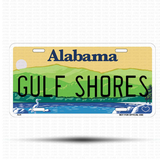 GULF SHORES Flat Aluminum License Plate | 6" x 12" | State Plate ALABAMA