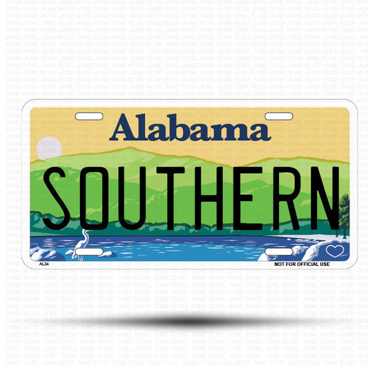 SOUTHERN Flat Aluminum License Plate | 6" x 12" | State Plate ALABAMA