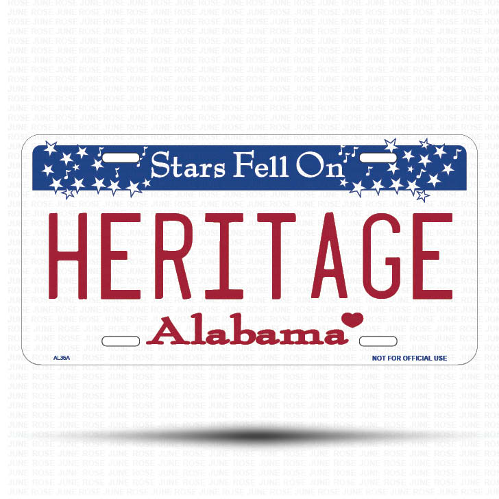 HERITAGE Flat Aluminum License Plate | 6" x 12" | State Plate Front View Name Plate Alabama State Plate