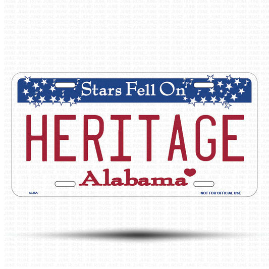 HERITAGE Flat Aluminum License Plate | 6" x 12" | State Plate Front View Name Plate Alabama State Plate