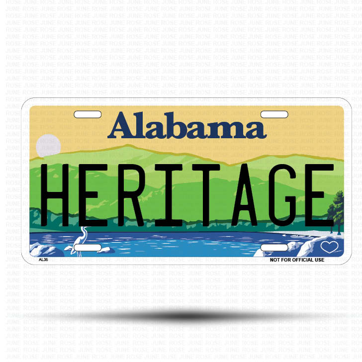 HERITAGE Flat Aluminum License Plate | 6" x 12" | State Plate ALABAMA