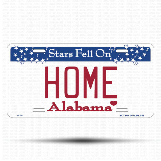 HOME Flat Aluminum License Plate | 6" x 12" | State Plate Front View Name Plate Alabama State Plate