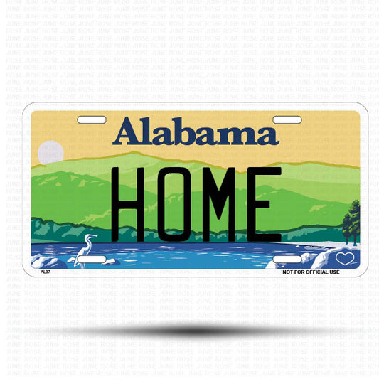 HOME Flat Aluminum License Plate | 6" x 12" | State Plate ALABAMA