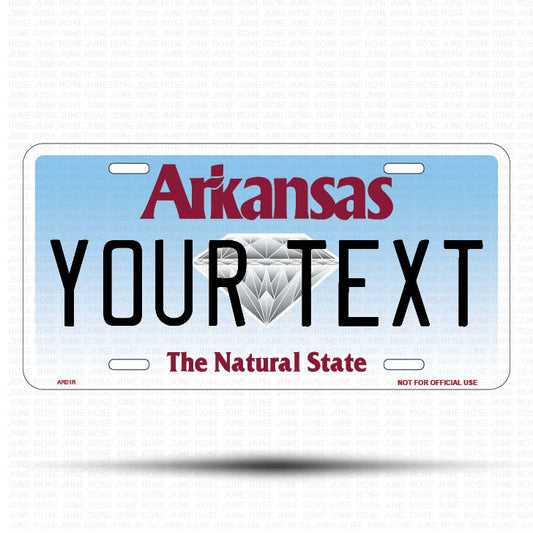 YOUR TEXT Flat Aluminum License Plate | 6" x 12" | State Plate Front View Name Plate