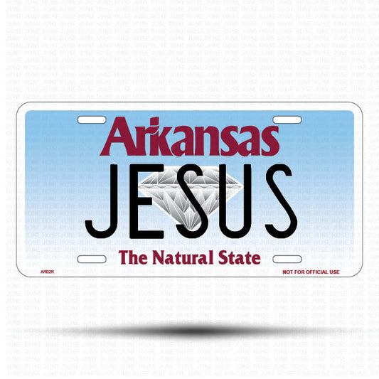 JESUS Flat Aluminum License Plate | 6" x 12" | State Plate Front View Name Plate