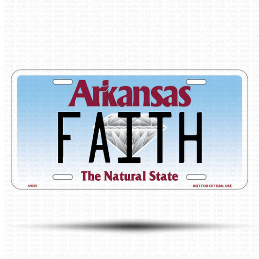 FAITH Flat Aluminum License Plate | 6" x 12" | State Plate Front View Name Plate